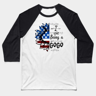 Vintage American Flag I Love Being A Gogo Happy Independence Day Baseball T-Shirt